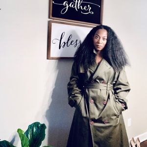Olive Green Vintage Trench Coat